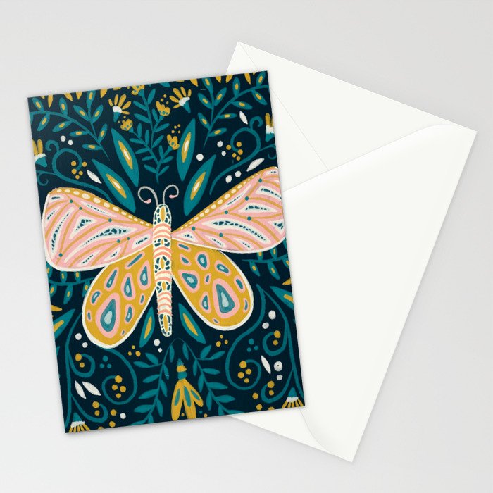 Butterfly Symmetry - Teal Palette Stationery Card Gallery Image 2