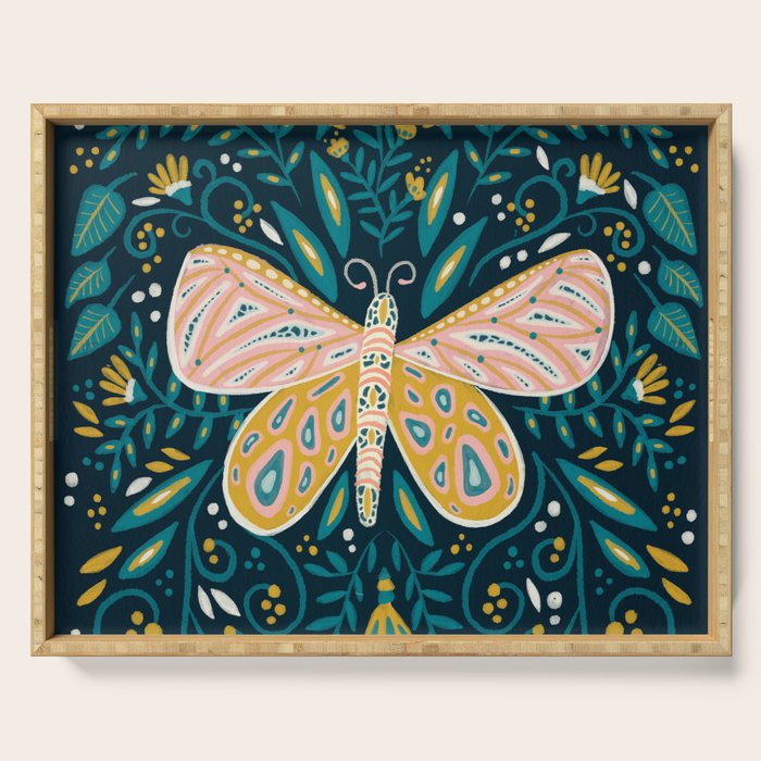 Butterfly Symmetry - Teal Palette Serving Tray Gallery Image 1