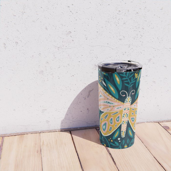Butterfly Symmetry - Teal Palette Travel Mug Gallery Image 4