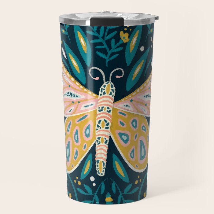 Butterfly Symmetry - Teal Palette Travel Mug Gallery Image 1