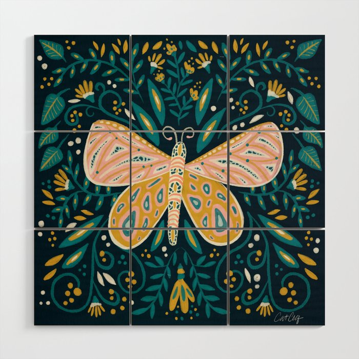 Butterfly Symmetry - Teal Palette Wood Wall Art Gallery Image 1