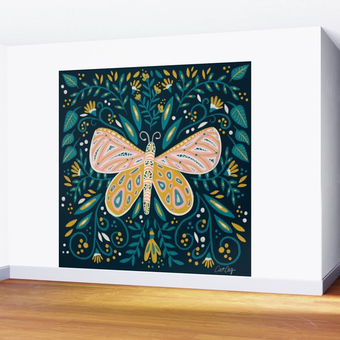 Butterfly Symmetry - Teal Palette Wall Mural Gallery Image 2