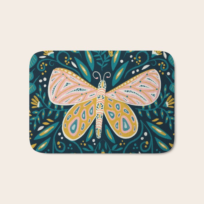 Butterfly Symmetry - Teal Palette Bath Mat Gallery Image 1