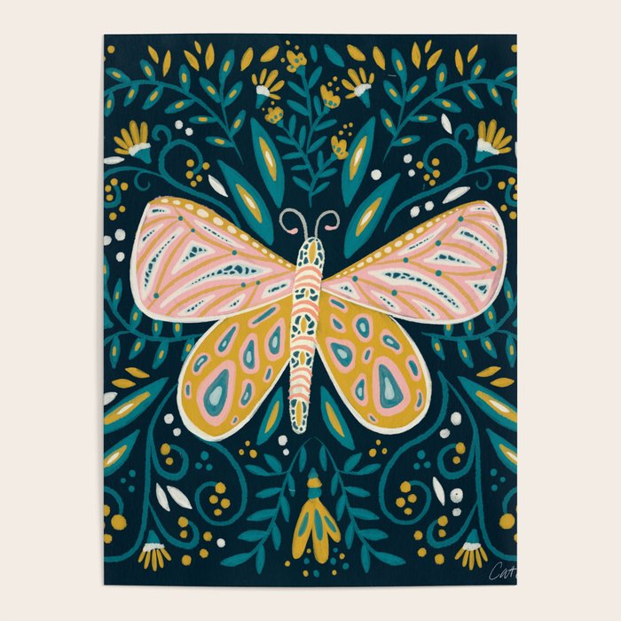 Butterfly Symmetry - Teal Palette Poster Gallery Image 1