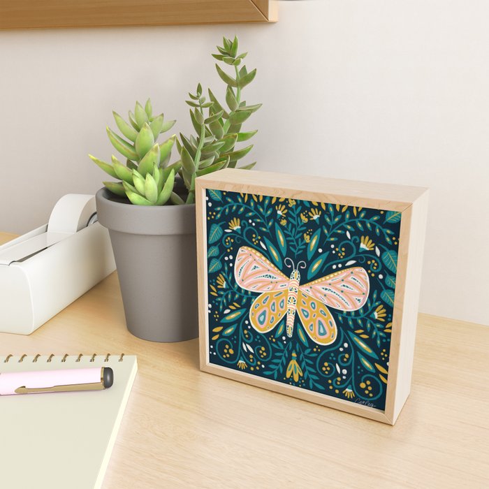 Butterfly Symmetry - Teal Palette Mini Art Print Gallery Image 2