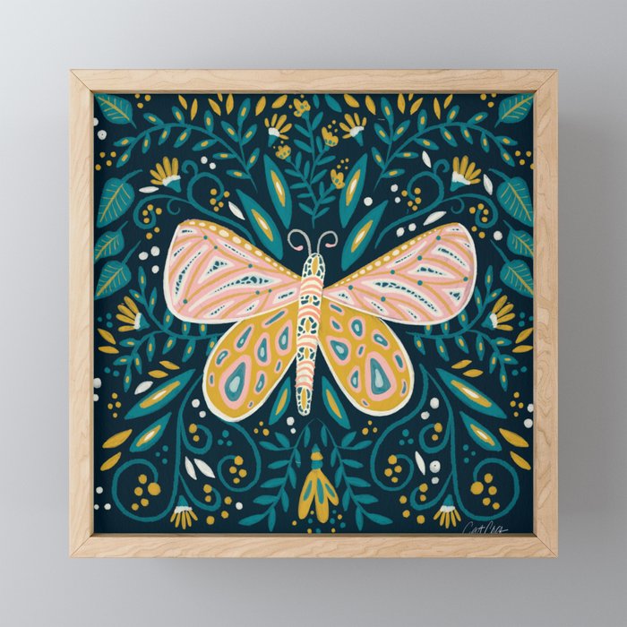 Butterfly Symmetry - Teal Palette Mini Art Print Gallery Image 1