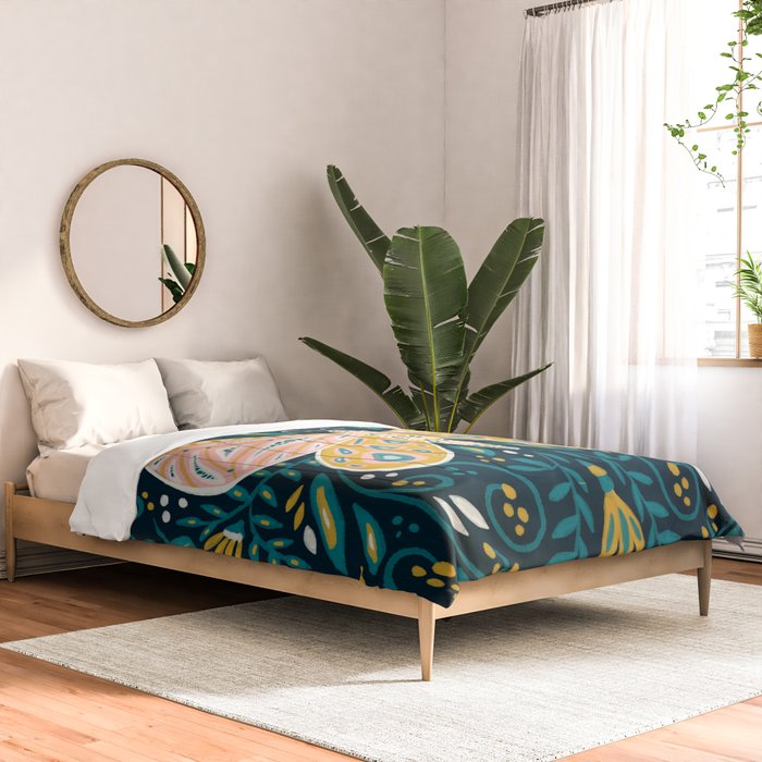 Butterfly Symmetry - Teal Palette Comforter Gallery Image 2
