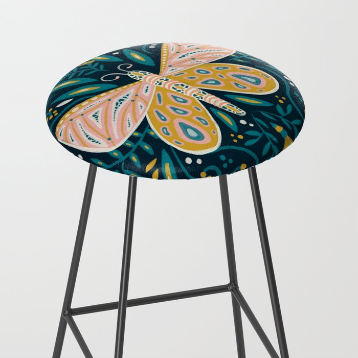 Butterfly Symmetry - Teal Palette Stool Gallery Image 2