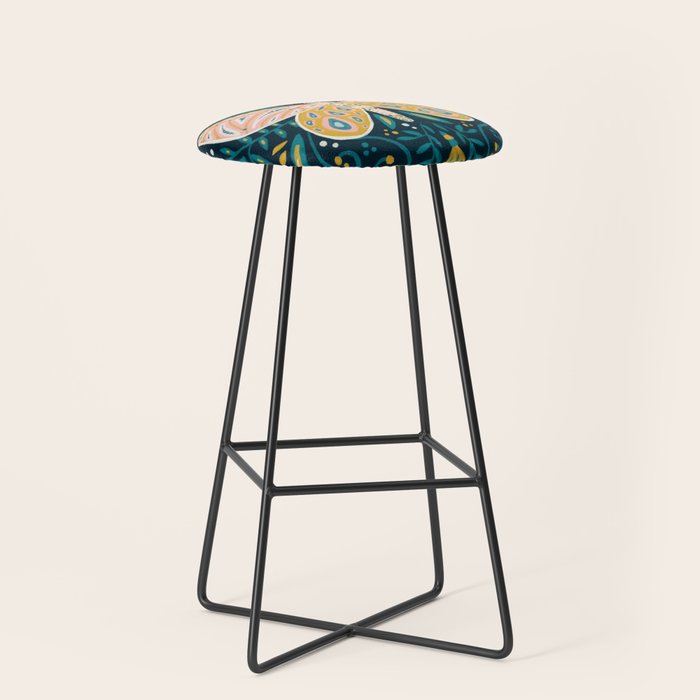 Butterfly Symmetry - Teal Palette Stool Gallery Image 1
