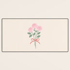 Vintage Pink Rose Bouquets with Ribbon Bows on Cream Desk Mat Gallery Image 3