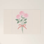 Vintage Pink Rose Bouquets with Ribbon Bows on Cream Welcome Mat Gallery Image 1