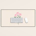 Vintage Pink Rose Bouquets with Ribbon Bows on Cream Desk Mat Gallery Image 1