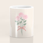 Vintage Pink Rose Bouquets with Ribbon Bows on Cream Coffee Mug Gallery Image 4