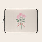 Vintage Pink Rose Bouquets with Ribbon Bows on Cream Laptop Sleeve Gallery Image 1