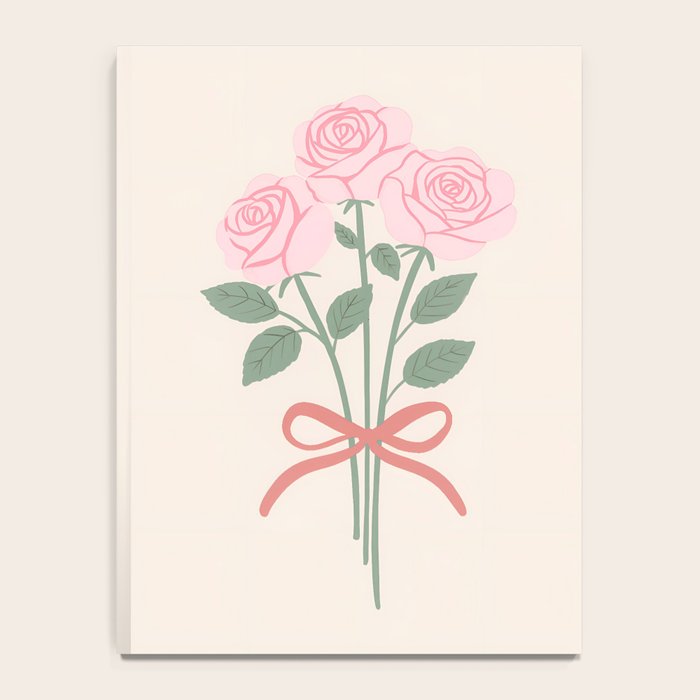 Vintage Pink Rose Bouquets with Ribbon Bows on Cream Notebook Gallery Image 4