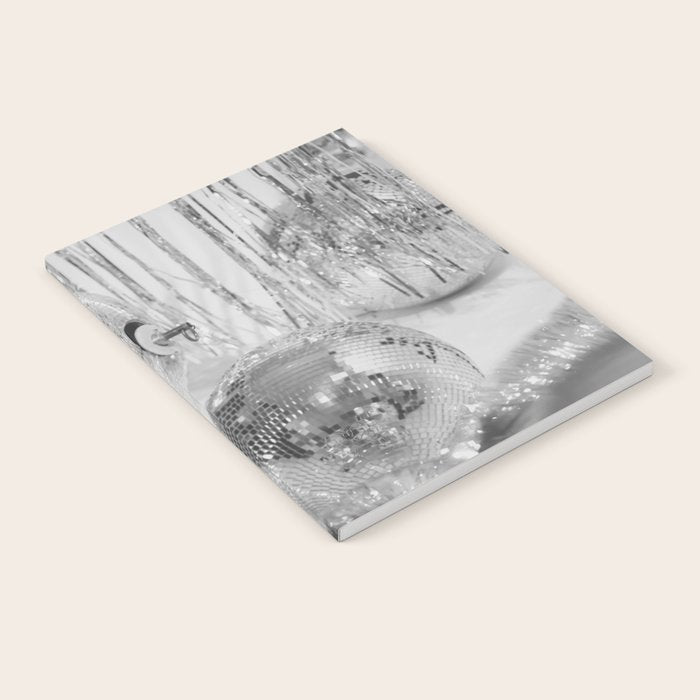 Disco Balls | Glitter Party Photo Art Print | Black & White 70s Sparkle Photography Notebook Gallery Image 2