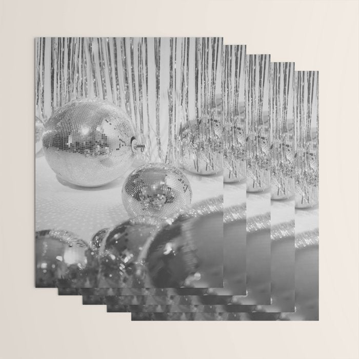 Disco Balls | Glitter Party Photo Art Print | Black & White 70s Sparkle Photography Wrapping Paper Gallery Image 3