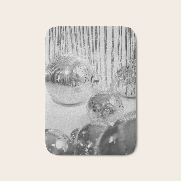 Disco Balls | Glitter Party Photo Art Print | Black & White 70s Sparkle Photography Bath Mat Gallery Image 1