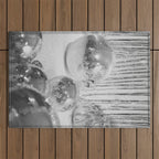 Disco Balls | Glitter Party Photo Art Print | Black & White 70s Sparkle Photography Outdoor Rug Gallery Image 1