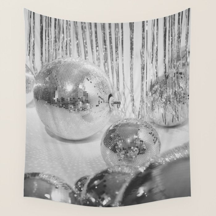 Disco Balls | Glitter Party Photo Art Print | Black & White 70s Sparkle Photography Wall Tapestry Gallery Image 4