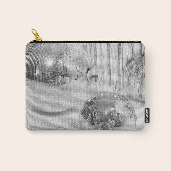 Disco Balls | Glitter Party Photo Art Print | Black & White 70s Sparkle Photography Carry All Pouch Gallery Image 1