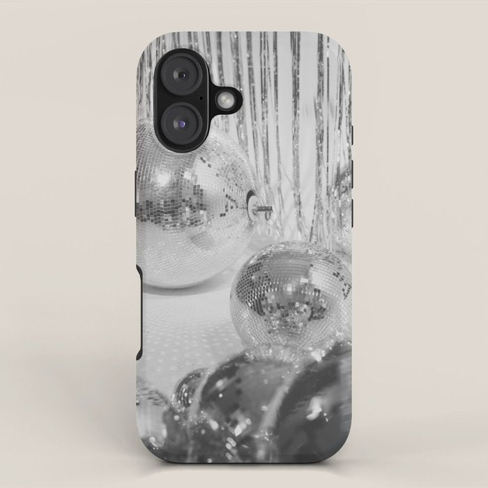 Disco Balls | Glitter Party Photo Art Print | Black & White 70s Sparkle Photography iPhone Case Gallery Image 1