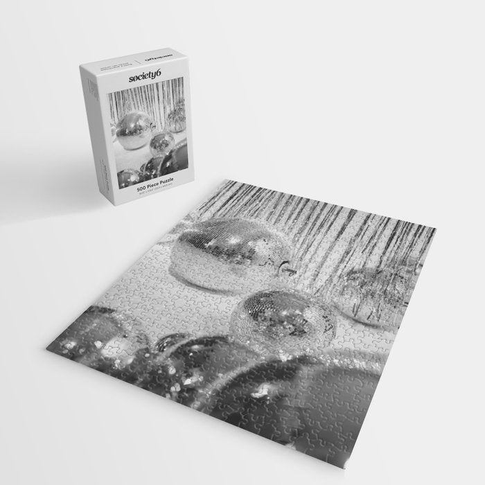 Disco Balls | Glitter Party Photo Art Print | Black & White 70s Sparkle Photography Jigsaw Puzzle Gallery Image 2
