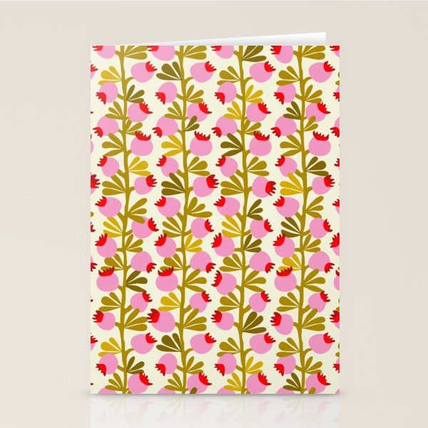 Minimal nordic flower pink with green Stationery Card Gallery Image 2