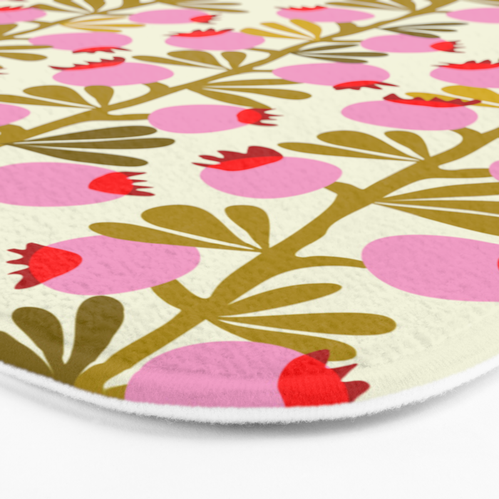 Minimal nordic flower pink with green Bath Mat Gallery Image 3