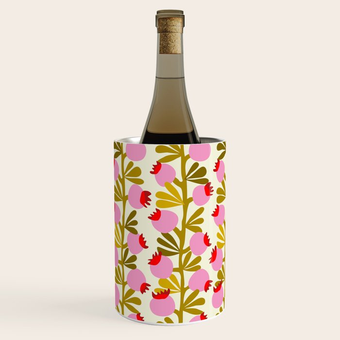 Minimal nordic flower pink with green Wine Chiller Gallery Image 3