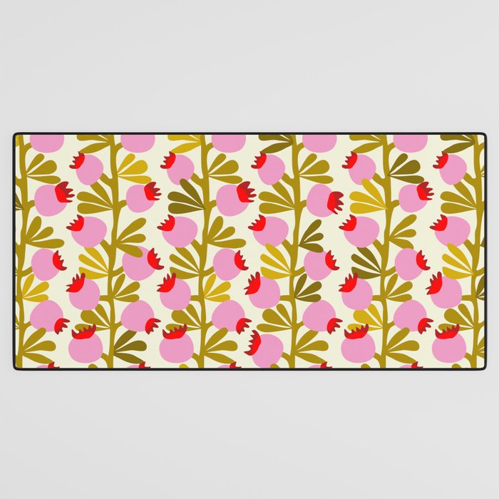 Minimal nordic flower pink with green Desk Mat Gallery Image 3