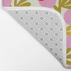 Minimal nordic flower pink with green Bath Mat Gallery Image 2