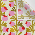 Minimal nordic flower pink with green Wall Tapestry Gallery Image 3