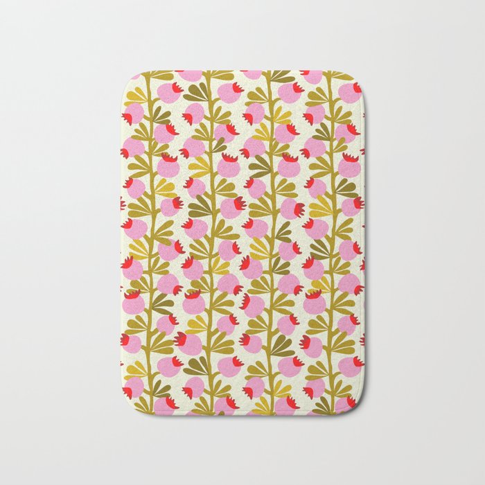 Minimal nordic flower pink with green Bath Mat Gallery Image 1