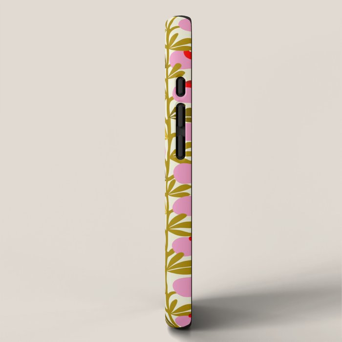 Minimal nordic flower pink with green iPhone Case Gallery Image 2