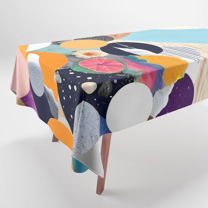 A Fantastic Journey, Graphic Collage Eclectic, Cutout Pop Art Contemporary, Snow Mountain Winter Textures Patterns, Geometric Digital Tablecloth Gallery Image 1