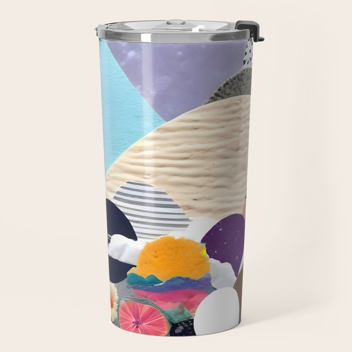 A Fantastic Journey, Graphic Collage Eclectic, Cutout Pop Art Contemporary, Snow Mountain Winter Textures Patterns, Geometric Digital Travel Mug Gallery Image 2