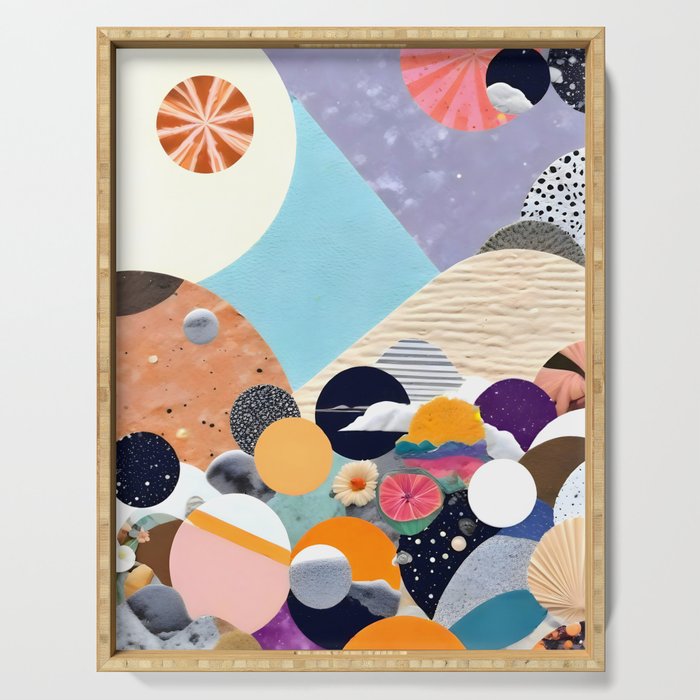 A Fantastic Journey, Graphic Collage Eclectic, Cutout Pop Art Contemporary, Snow Mountain Winter Textures Patterns, Geometric Digital Serving Tray Gallery Image 1