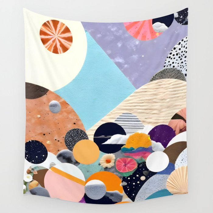 A Fantastic Journey, Graphic Collage Eclectic, Cutout Pop Art Contemporary, Snow Mountain Winter Textures Patterns, Geometric Digital Wall Tapestry Gallery Image 4