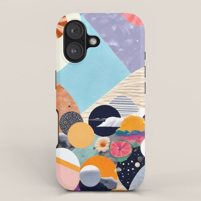 A Fantastic Journey, Graphic Collage Eclectic, Cutout Pop Art Contemporary, Snow Mountain Winter Textures Patterns, Geometric Digital iPhone Case Gallery Image 1