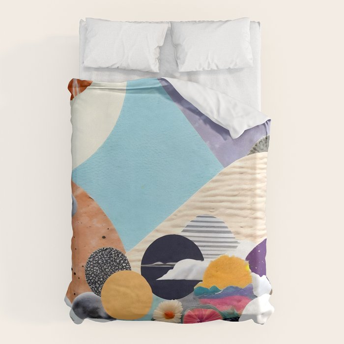 A Fantastic Journey, Graphic Collage Eclectic, Cutout Pop Art Contemporary, Snow Mountain Winter Textures Patterns, Geometric Digital Duvet Cover Gallery Image 6