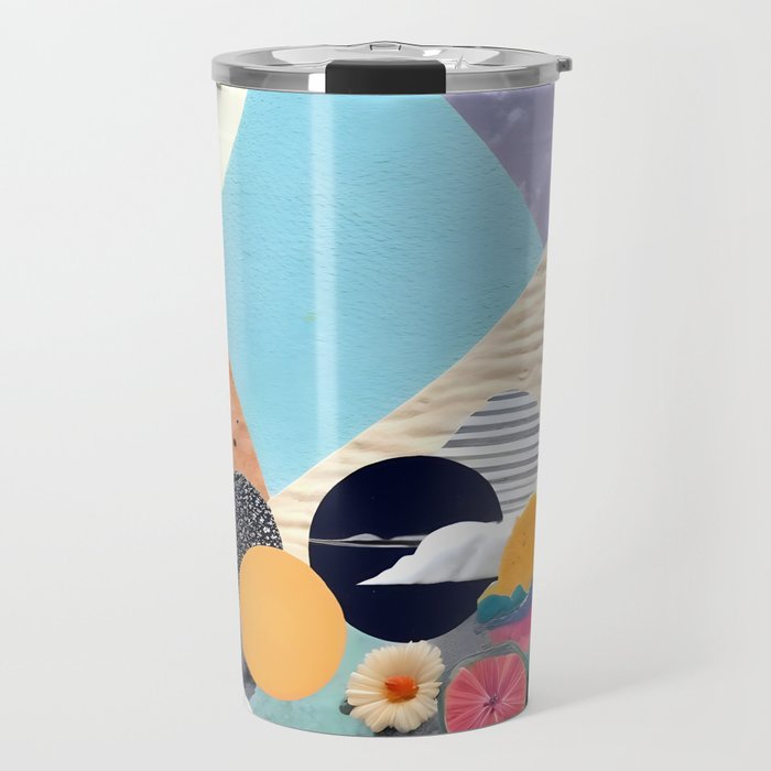 A Fantastic Journey, Graphic Collage Eclectic, Cutout Pop Art Contemporary, Snow Mountain Winter Textures Patterns, Geometric Digital Travel Mug Gallery Image 1