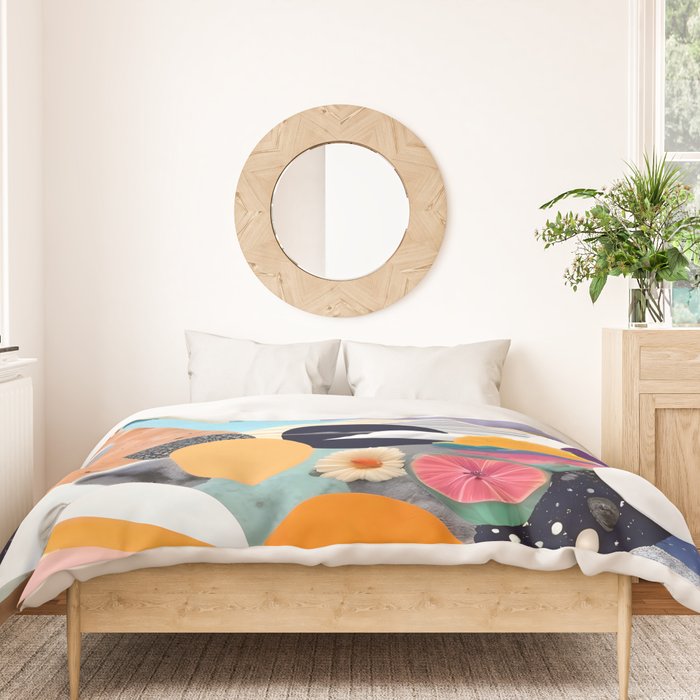 A Fantastic Journey, Graphic Collage Eclectic, Cutout Pop Art Contemporary, Snow Mountain Winter Textures Patterns, Geometric Digital Duvet Cover Gallery Image 3