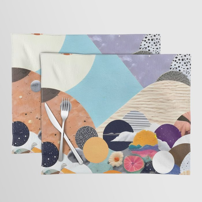 A Fantastic Journey, Graphic Collage Eclectic, Cutout Pop Art Contemporary, Snow Mountain Winter Textures Patterns, Geometric Digital Placemat Gallery Image 1