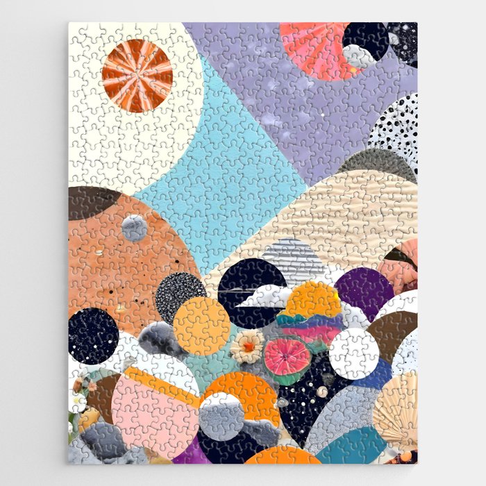 A Fantastic Journey, Graphic Collage Eclectic, Cutout Pop Art Contemporary, Snow Mountain Winter Textures Patterns, Geometric Digital Jigsaw Puzzle Gallery Image 1