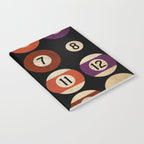 Billiards balls colorful man cave game room numerals art Notebook Gallery Image 2