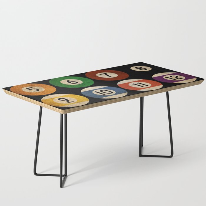 Billiards balls colorful man cave game room numerals art Coffee Table Gallery Image 1