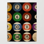 Billiards balls colorful man cave game room numerals art Poster Gallery Image 4