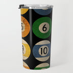 Billiards balls colorful man cave game room numerals art Travel Mug Gallery Image 3