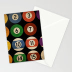 Billiards balls colorful man cave game room numerals art Stationery Card Gallery Image 2